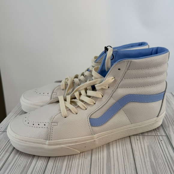 Vans Sk8 Hi Vintage Leather Blanc De VN000BW7BDU High Top Sneakers Men 11.5 Blue